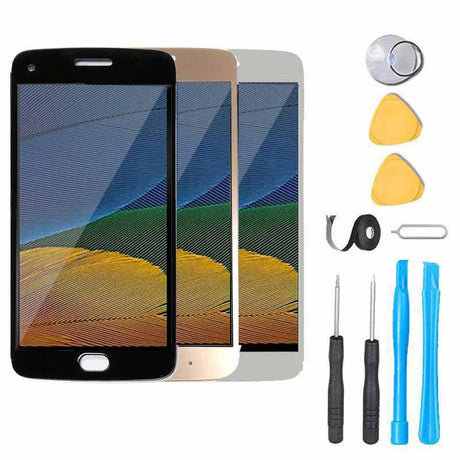 Moto G5 Screen Replacement LCD + Touch Digitizer Repair Kit  Black Gold White