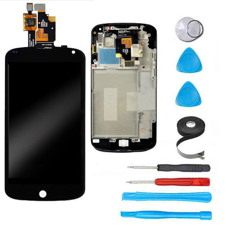 Google Nexus 4 Screen Replacement + LCD + Digitizer + FRAME + Premium Repair Kit  - Black