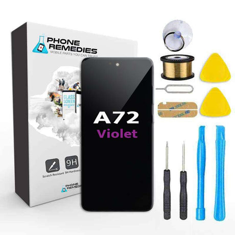 Samsung Galaxy A72 Screen Replacement Glass LCD + Digitizer  + FRAME Repair Kit SM-A725 SM-A726 - Violet Purple