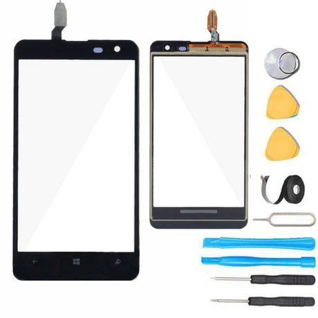 Nokia Lumia 625 Glass Screen Replacement + Touch Digitizer Replacement Premium Repair Kit - Black