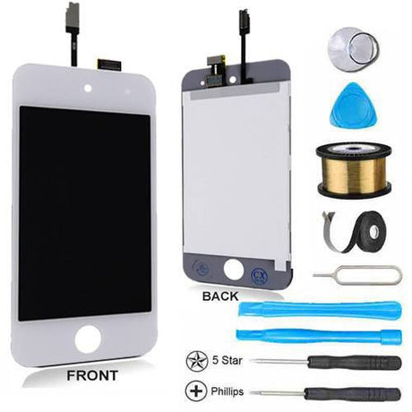iPod Touch 4 LCD Screen Replacement and Digitizer Display Premium Repair Kit - White - PhoneRemedies