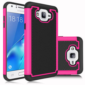 Hybrid Rugged Shockproof Rubber Stand Armor Protective Case Cover - Samsung Galaxy J7 (2015 J700) & (2016 J710)