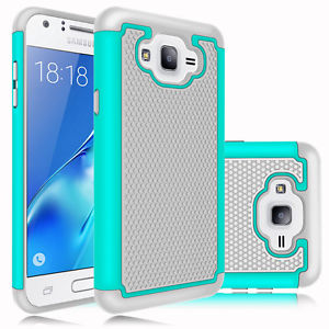 Hybrid Rugged Shockproof Rubber Stand Armor Protective Case Cover - Samsung Galaxy J7 (2015 J700) & (2016 J710)