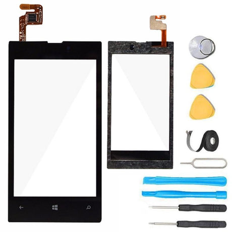 Nokia Lumia 521 Glass Screen + Touch Digitizer Replacement Premium Repair Kit - Black