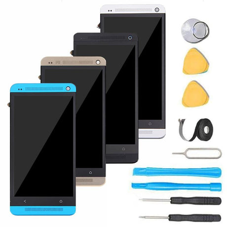 HTC One M7 Screen Replacement + LCD + Digitizer + Frame Display Premium Repair Kit - Black, Blue, Silver or Gold