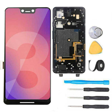 Google Pixel 3 XL Screen Replacement Glass LCD with FRAME Repair Kit G013C - Black