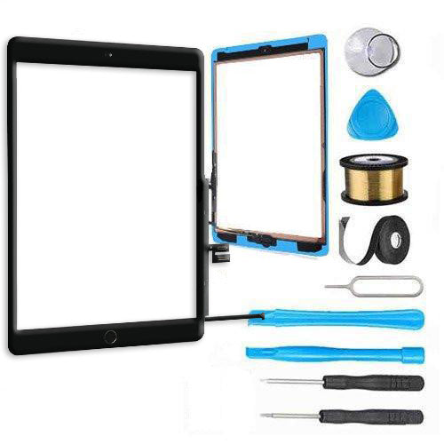 iPad 7 | iPad 8 10.2" (7th Gen 2019 | 8th Gen 2020) Screen Replacement Glass Touch Digitizer Repair Kit W/ HOME BUTTON (for Space Gray) - Black