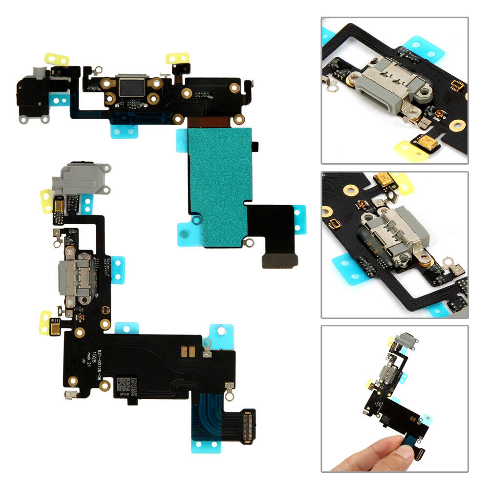 iPhone 6 Plus Charging Port Replacement and Headphone Jack Mic Flex Cable - Black Gray