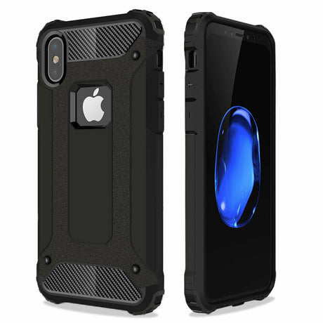 Black Rugged Armor Protective Hard Case Cover - iPhone XR