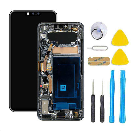 LG G8 Screen Replacement LCD Touch Digitizer + FRAME Premium Repair Kit Gray