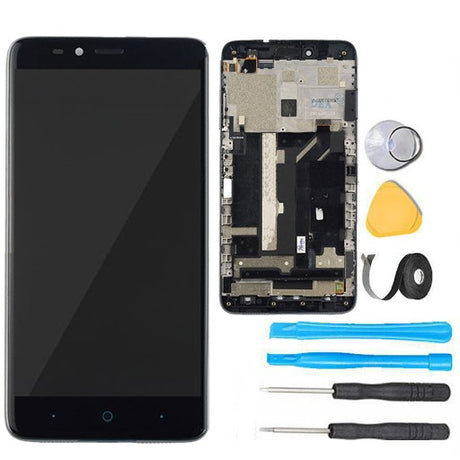 ZTE MAX Duo Screen Replacement LCD + Digitizer Assembly + FRAME  Premium Repair Kit  Z963 Z962- Black