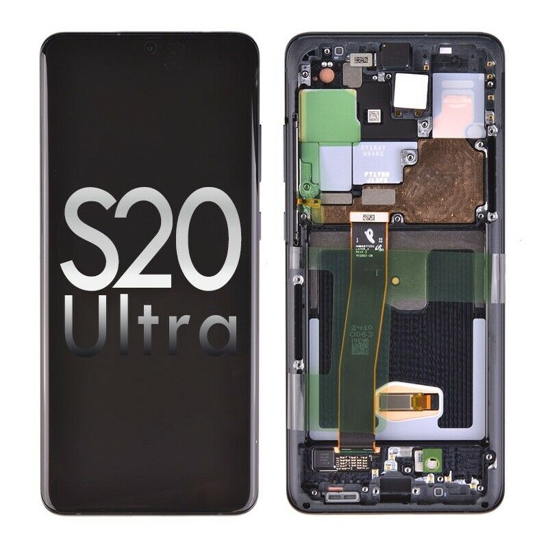 Samsung Galaxy S20 Ultra 5G Screen Replacement LCD with FRAME Repair Kit SM-G988 - Cosmic Black