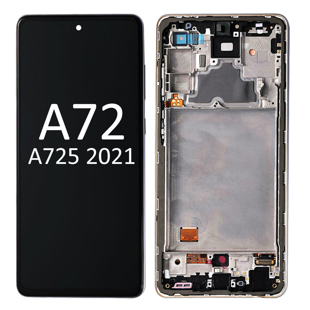 Samsung Galaxy A72 Screen Replacement Glass LCD + Digitizer  + FRAME Premium Repair Kit SM-A725 SM-A726 - BLACK