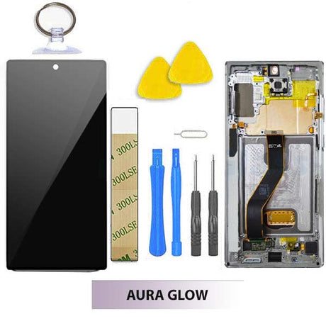 Samsung Galaxy Note 10 Plus 5G Screen Replacement LCD FRAME Repair Kit SM-N976 - Aura Glow / Silver