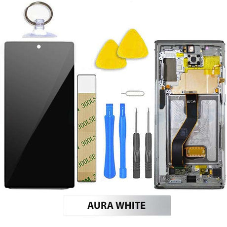 Samsung Galaxy Note 10 Plus 5G Screen Replacement LCD FRAME Repair Kit SM-N976 - Aura White