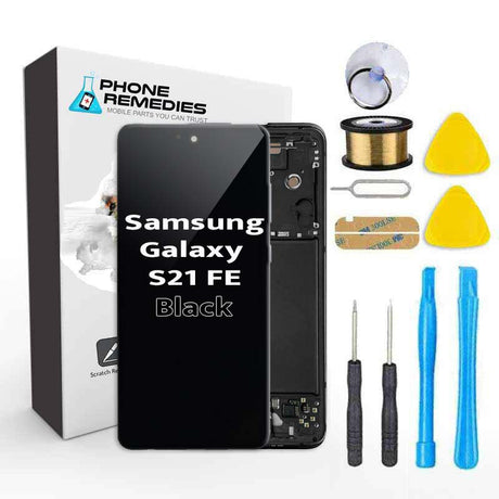 Samsung Galaxy S21 FE 5G G99U Screen Replacement LCD with FRAME Repair Kit US Version - Graphite Gray Black