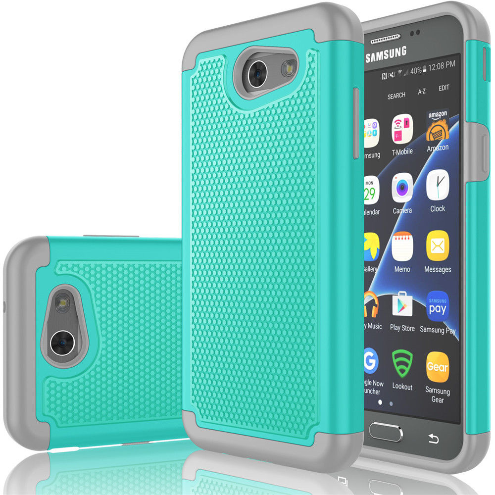 Rugged Armor Protective Hard Case Cover - Samsung Galaxy J3