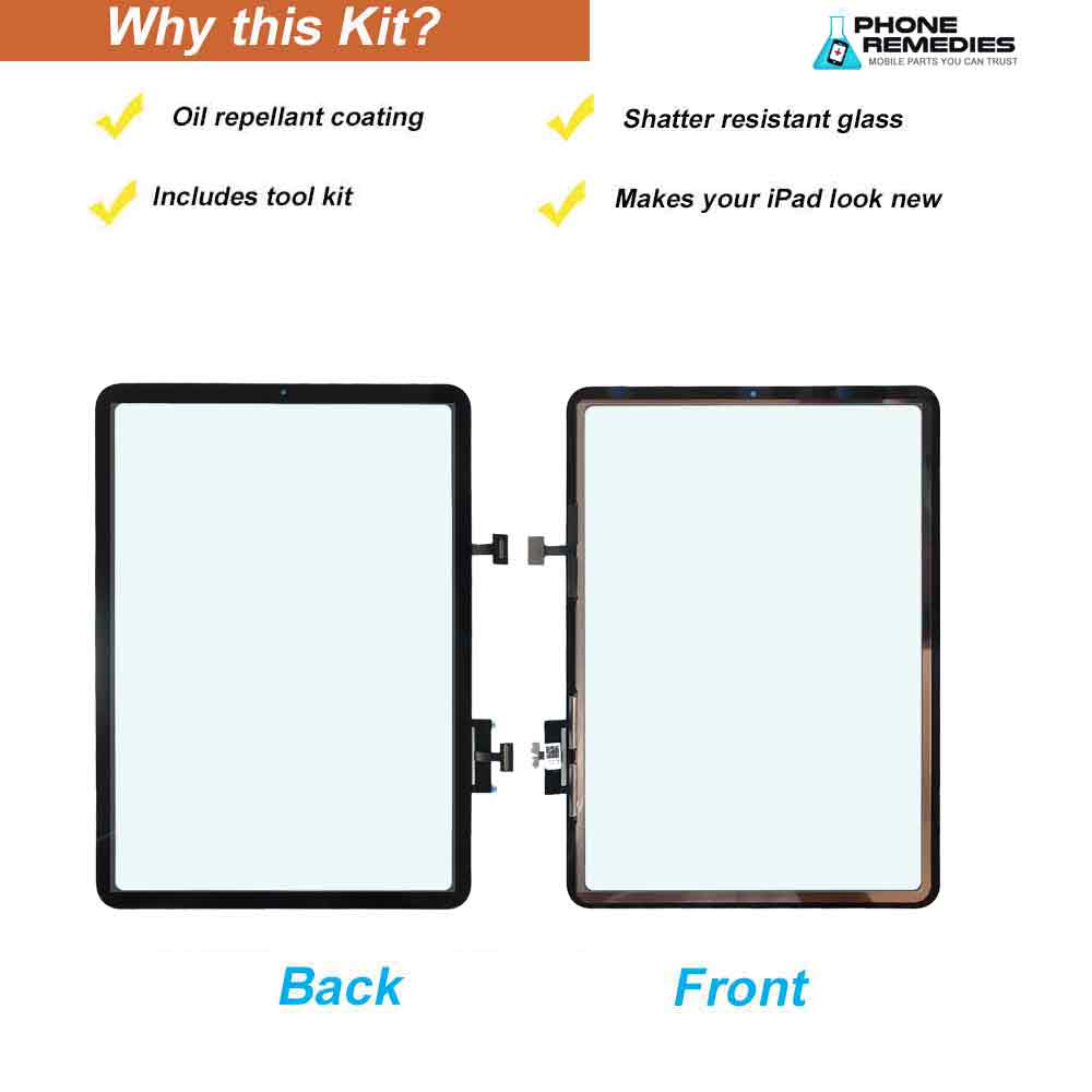 iPad Air 4 Glass Screen Replacement Premium Repair Kit 4th Gen 2020 A2316 A2324 A2072 A2325 - Black